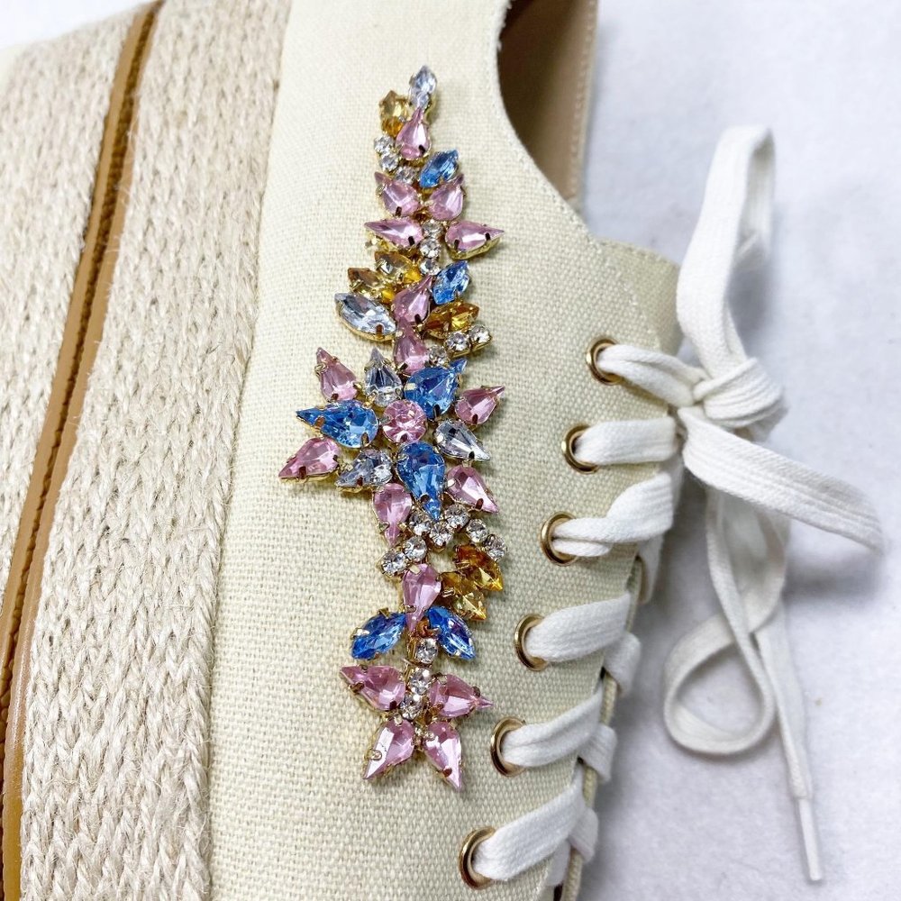 Venus Tan Canvas Gemstone Espadrille Sneakers 10 - Picture 5 of 13